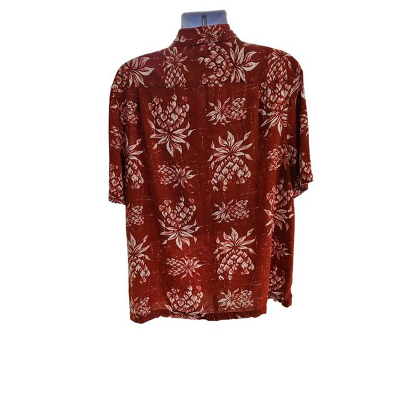 George Hawaiian Shirt 2XL Red Pineapple Print Button Front Aloha Camp Resort - Picture 3 of 8